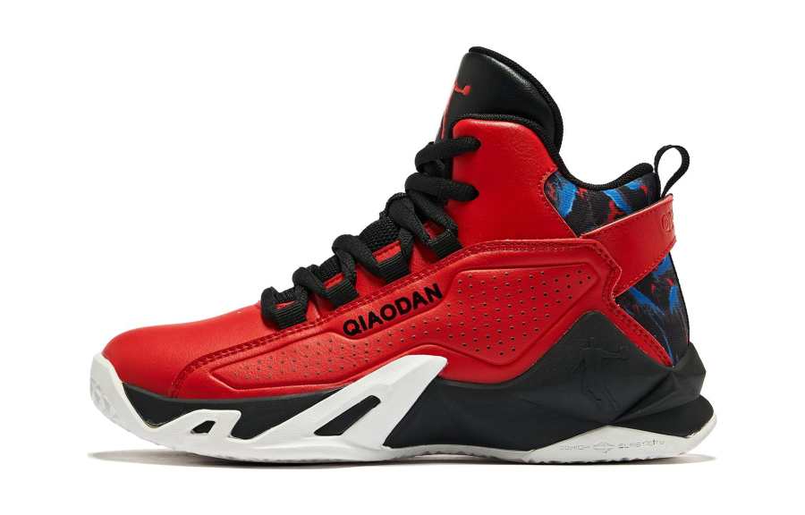 QIAODAN Slip Resistant Basketball Shoes Red Black Teenagers