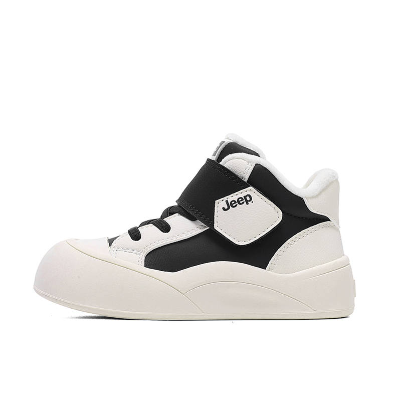 Jeep Soft And Comfortable, Fleece Lined Lining, Hook and Loop Kids Lifestyle Shoes Black Beige Kids'