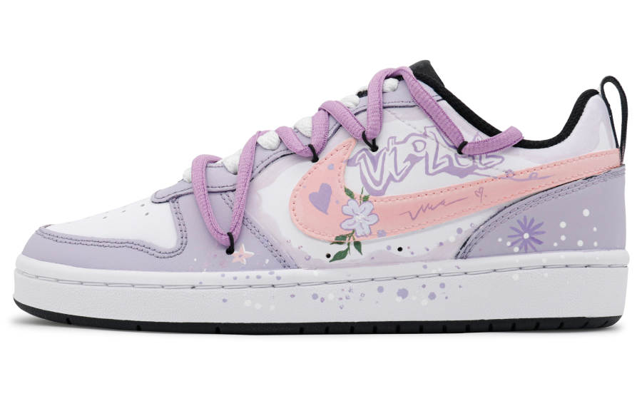 Nike Nike Court Borough Purple Mood Slip Resistant Abrasion Resistant Low top Kids' Skateboarding Shoes Purple Teenagers