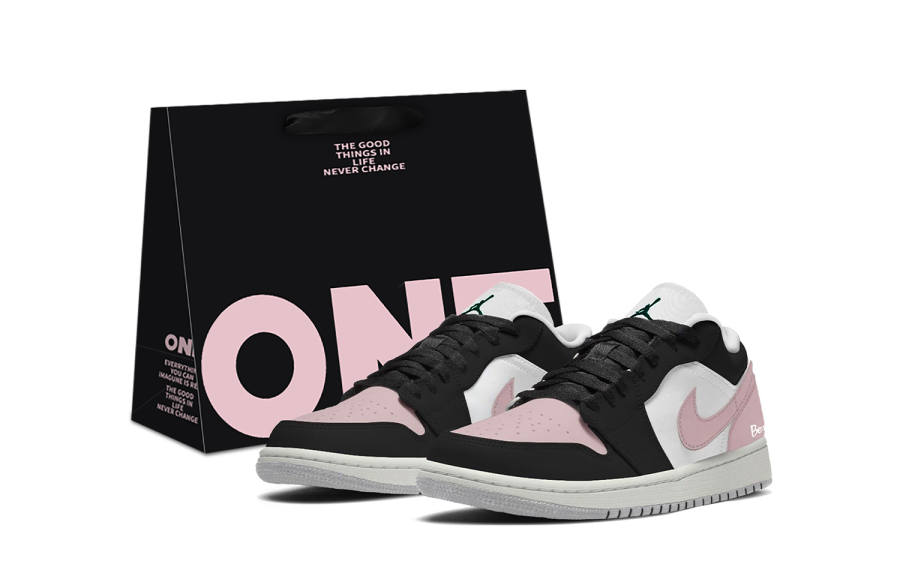 Jordan Jordan Air Jordan 1 Pink Ink Leather Slip Resistant Low top Children's Basketball Shoes Teenagers
