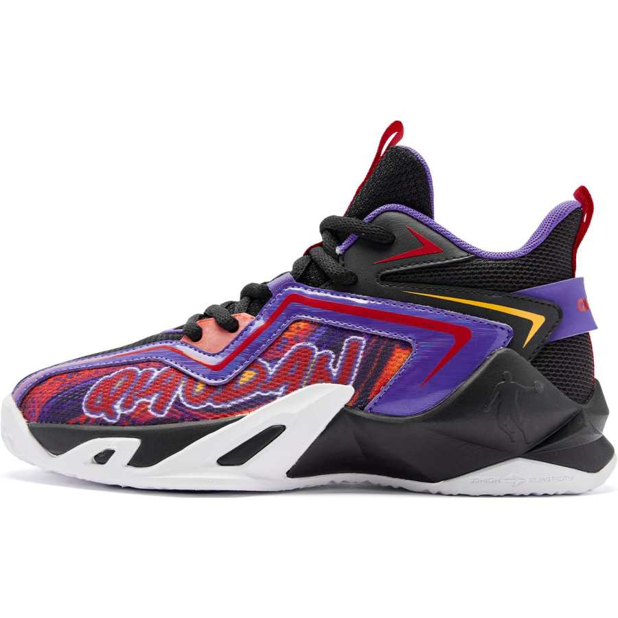 QIAODAN Low top Basketball Shoes Purple Black Teenagers