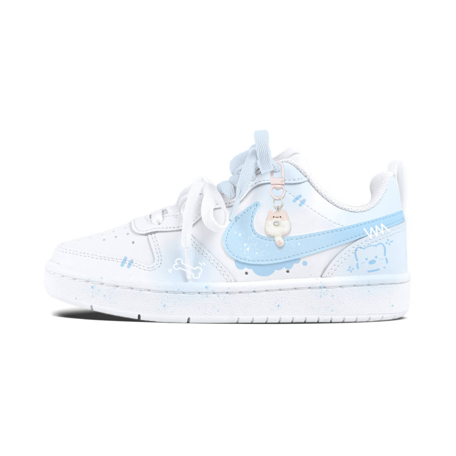 Nike Nike Court Borough Endearing Bear Blue Slip Resistant Abrasion Resistant Cushioning Kids' Skateboarding Shoes Teenagers