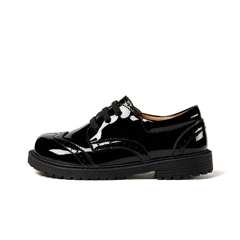 Snoffy Slip Resistant, Abrasion Resistant, Breathable, Lightweight Low top Kids' Leather Shoes Black Kids'