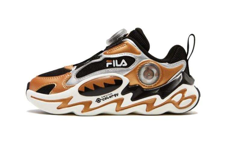FILA KIDS Breathable And Resilient Low top Kids' Running Shoes Black Silver Gray Children Aged 3 7 Years Old