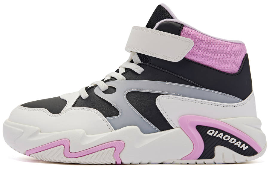 QIAODAN Fleece Lined Comfortable Mid top Casual Shoes Ivory Black Unisex