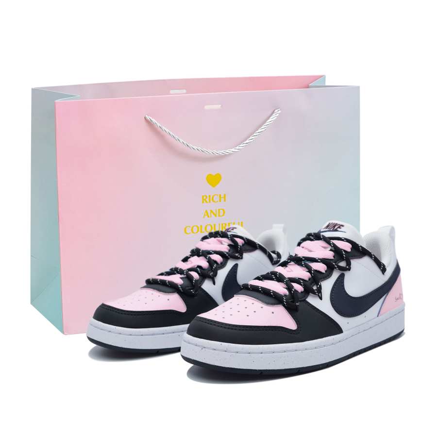 Nike Nike Court Borough Slip Resistant Abrasion Resistant Low top Skateboard Shoes Black Pink Kids'