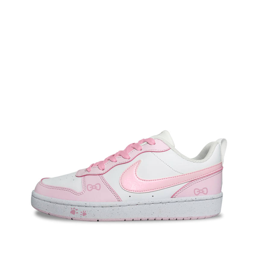 Nike Nike Court Borough Powder Seal Synthetic Leather Slip Resistant Abrasion Resistant Low top Skateboard Shoes Pink Kids'