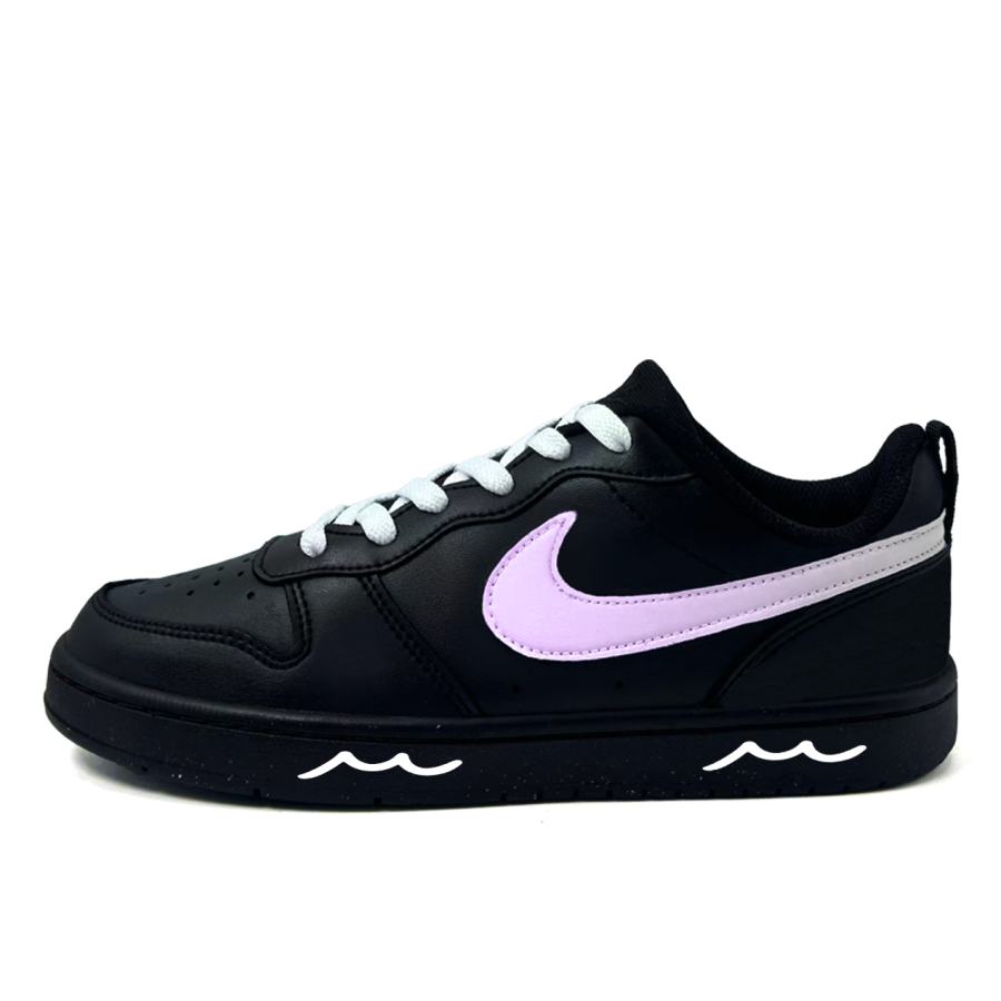 Nike Nike Court Borough Black Wave Purple String Slip Resistant Abrasion Resistant Low top Skateboard Shoes Red Teenagers