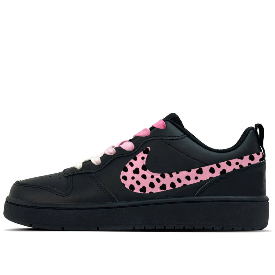 Nike Nike Court Borough Black Sugar Pink Leopard 3 Leather Slip Resistant Low top Kids' Skateboarding Shoes Black Teenagers