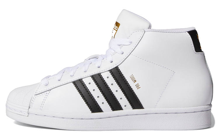 Adidas Originals Pro Model Slip Resistant Mid top Kids' Skateboarding Shoes White Black Teenagers