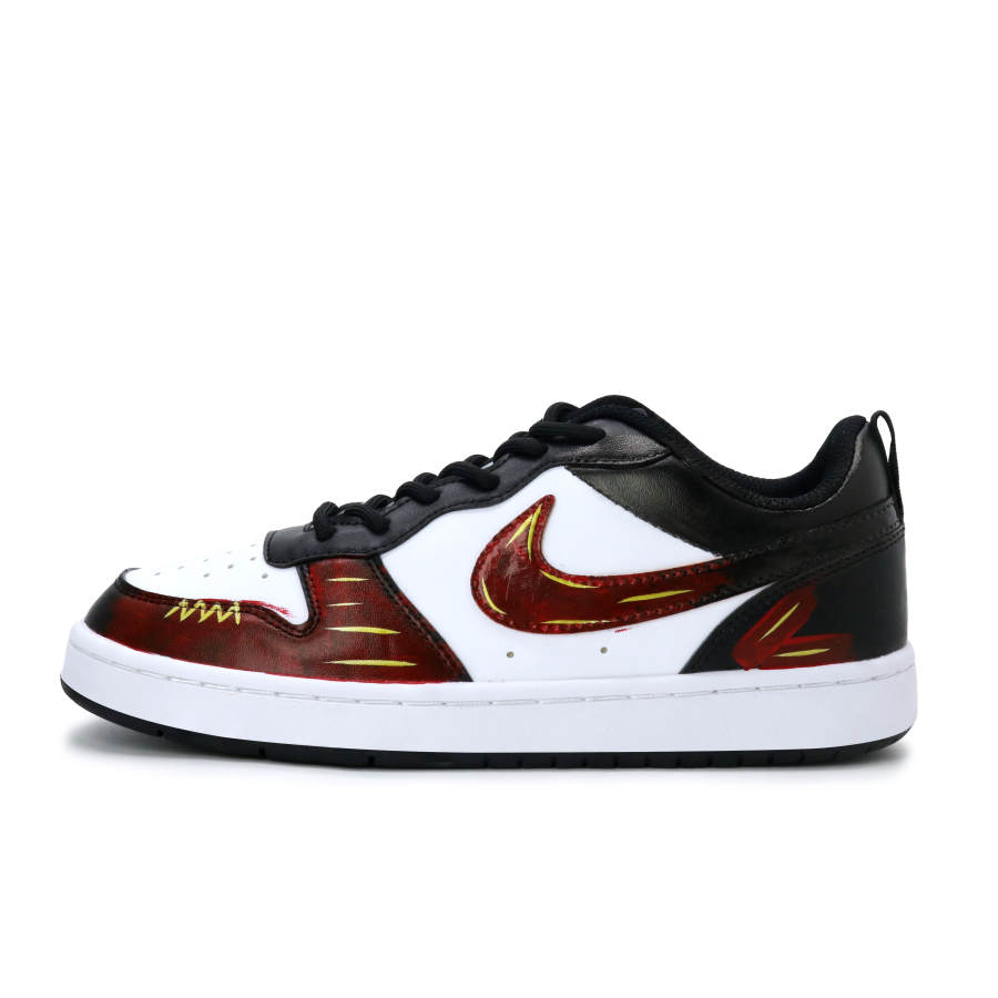 Nike Nike Court Borough Leather Abrasion Resistant Breathable Low top Kids' Skateboarding Shoes Red Black Yellow White
