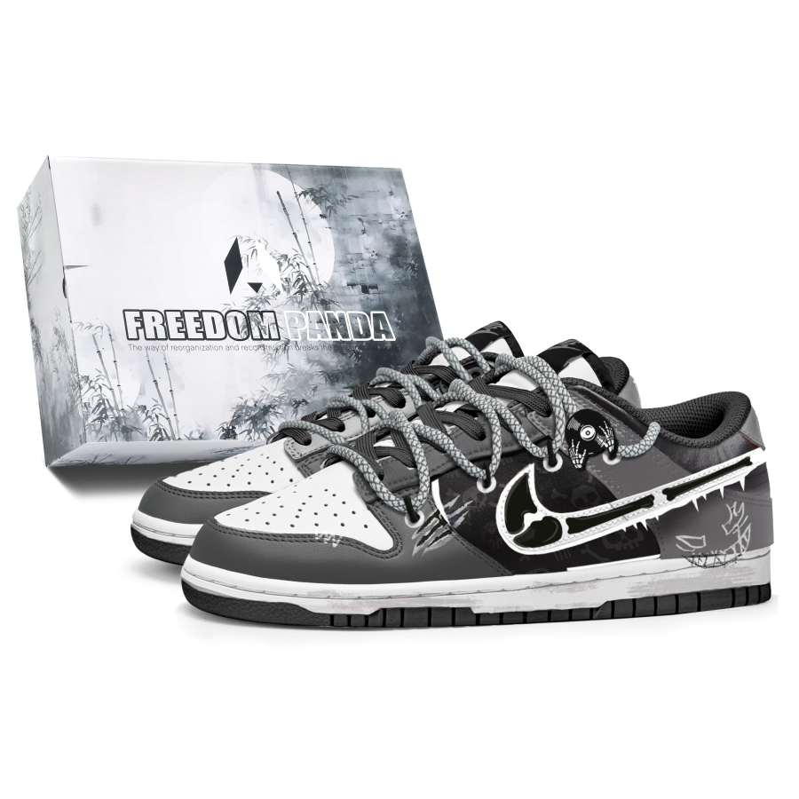 Nike Nike Dunk Death Party Slip Resistant Abrasion Resistant Low top Kids' Skateboarding Shoes Black Gray Teenagers