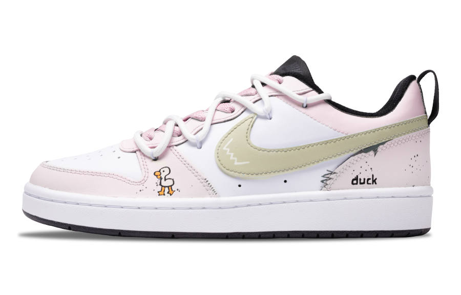 Nike Nike Court Borough Duck Party Leather Cushioning Low top Kids' Skateboarding Shoes Light Pink Teenagers