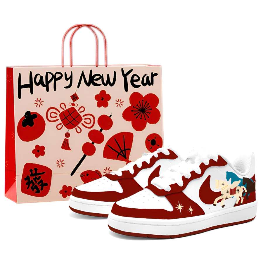 Nike Nike Court Borough Wooden Horse Star Leap Leather Low top Kids' Skateboarding Shoes Red Unisex