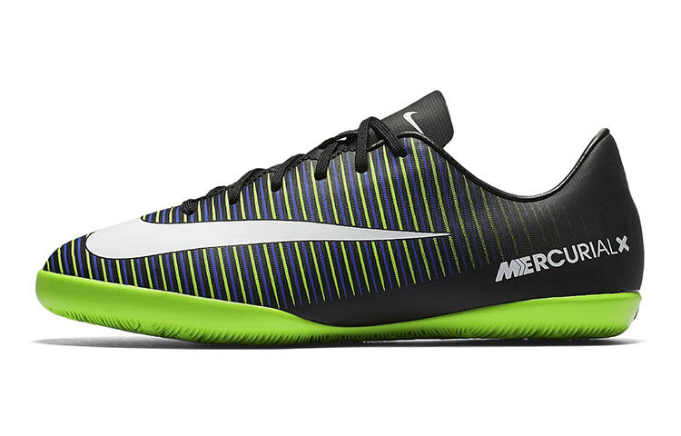 Nike Nike JR MercurialX Victory 6 IC Slip Resistant Cushioning Abrasion Resistant Low top Kids' Soccer Shoes Black Green