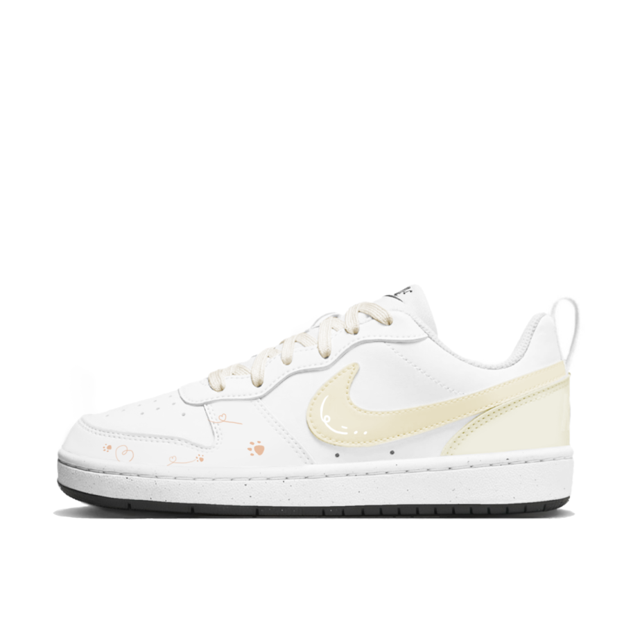 Nike Nike Court Borough Synthetic Leather Slip Resistant Abrasion Resistant Low top Kids' Skateboarding Shoes Yellow White