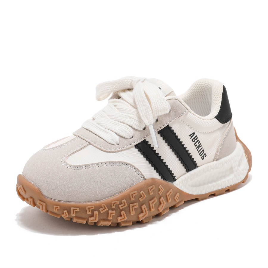 ABC KIDS Synthetic Leather, Textile Slip Resistant Anti Kick Lightweight Cushioning Low top Casual Shoes White Black