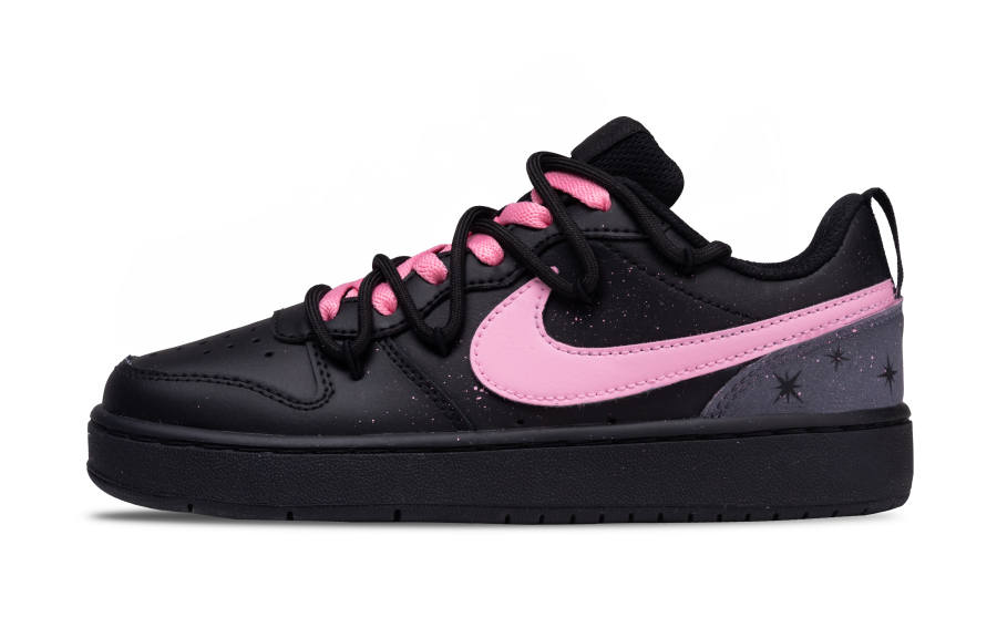 Nike Nike Court Borough Black Pink Star Leap Leather Slip Resistant Slip Resistant Low top Kids' Skateboarding Shoes Black