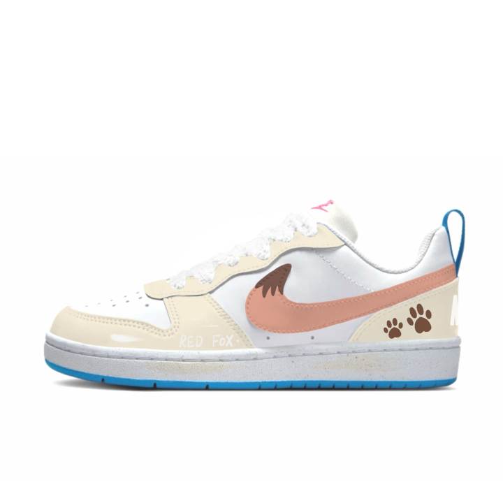 Nike Nike Court Borough Soft Sand Fox Skin Synthetic Leather Slip Resistant Abrasion Resistant Low top