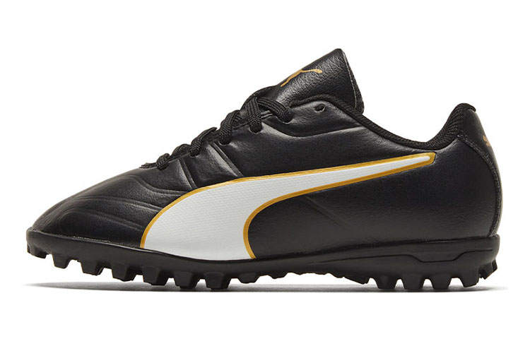PUMA Classico Synthetic Leather Low top Kids' Soccer Shoes Black White Gold Kids'