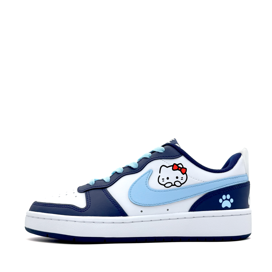 Nike Nike Court Borough Covering The Face Meow Synthetic Leather Low top Kids' Skateboarding Shoes Blue Teenagers