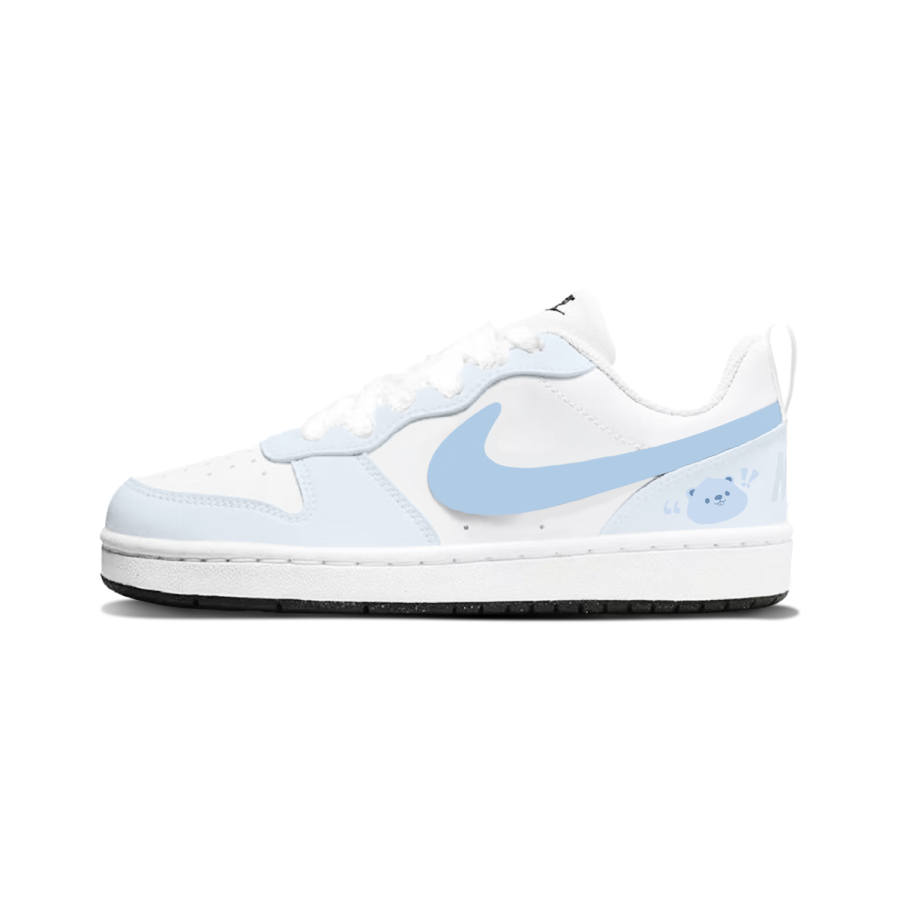 Nike Nike Court Borough Cloud Bear Swaying Blue Synthetic Leather Cushioning Abrasion Resistant Cushioning, Wear Resistant