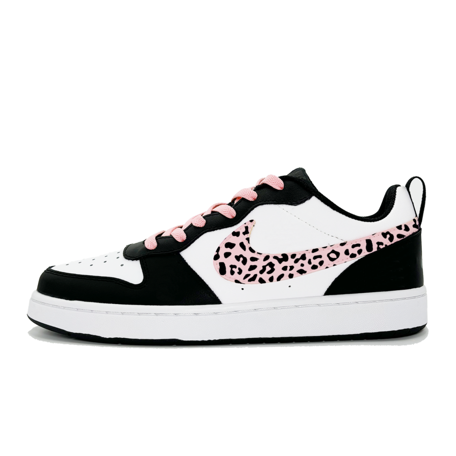 Nike Nike Court Borough Pink Leopard Print Synthetic Leather Low top Kids' Skateboarding Shoes Pink Teenagers