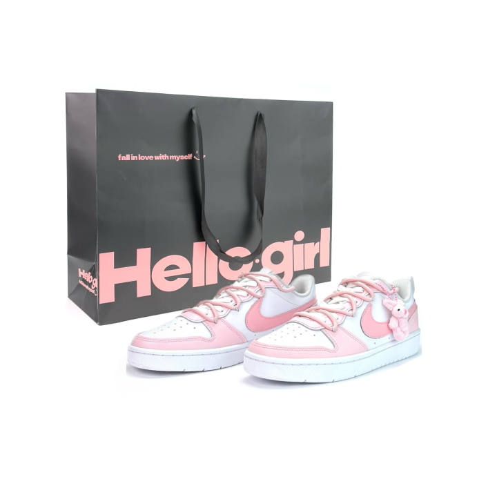 Nike Nike Court Borough Pink Bunny Low 2 Leather Slip Resistant Cushioning Abrasion Resistant