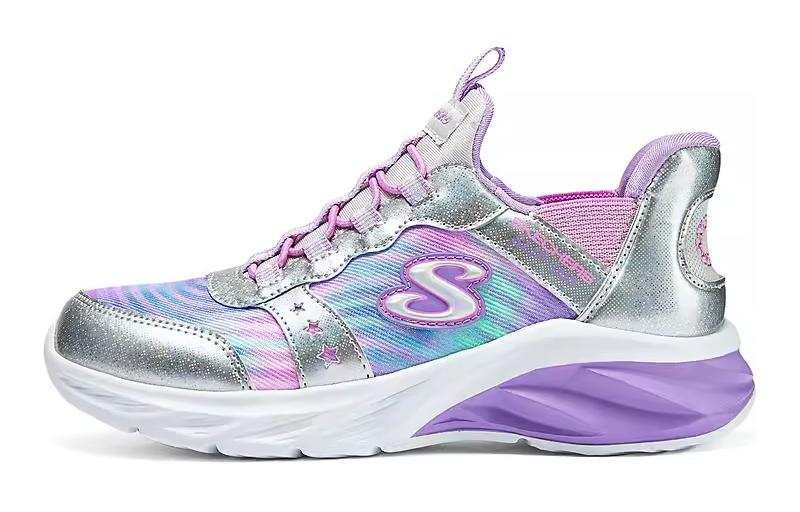 Skechers Cushioning Abrasion Resistant Cushioning, Wear Resistant Low top Kids Lifestyle Shoes Silver Purple Kids'
