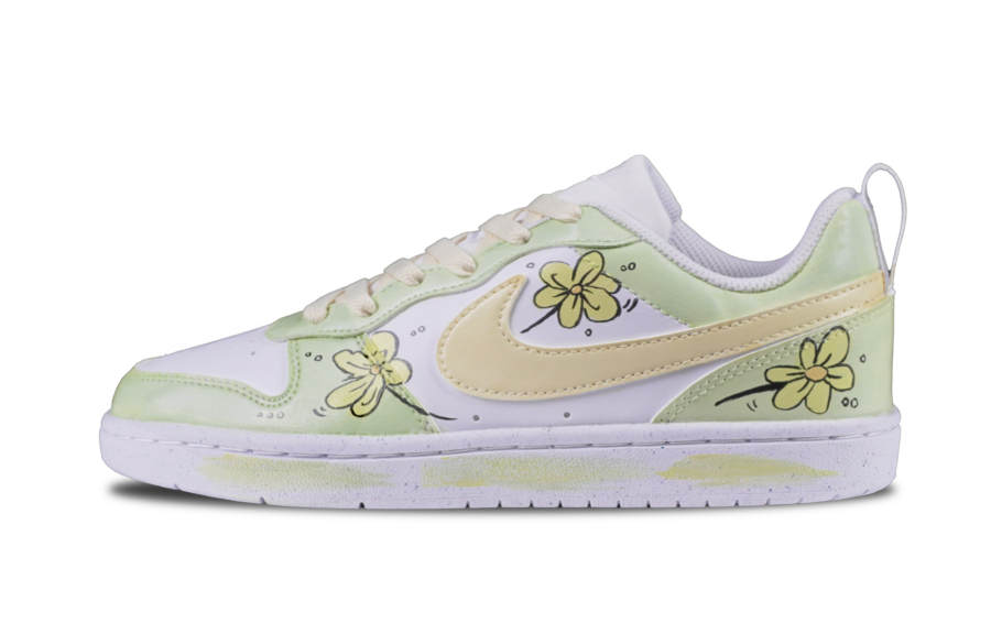 Nike Nike Court Borough Low 2 Leather Slip Resistant Abrasion Resistant Low top Kids' Skateboarding Shoes White Green
