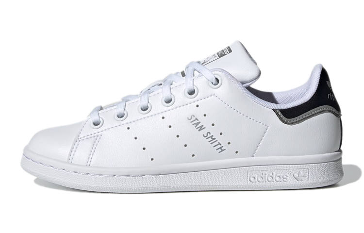 Adidas Originals Stan Smith J Leather Sports Slip Resistant Abrasion Resistant Low top Skateboard Shoes White Black