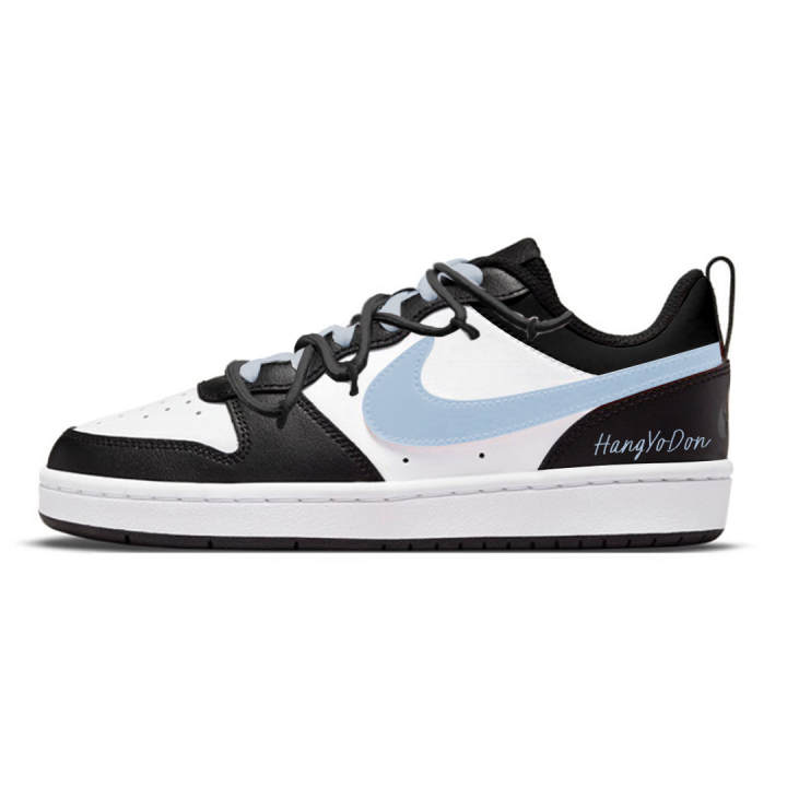 Nike Nike Court Borough Happy Synthetic Leather Abrasion Resistant Low top Kids' Skateboarding Shoes Black