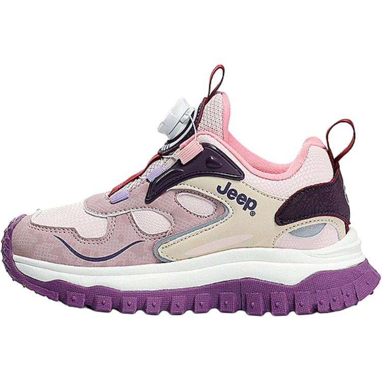 Jeep Knob Buckle, Fleece Lined, Slip Resistant Cushioning Abrasion Resistant Thermal Mid top Kids Lifestyle Shoes Pink