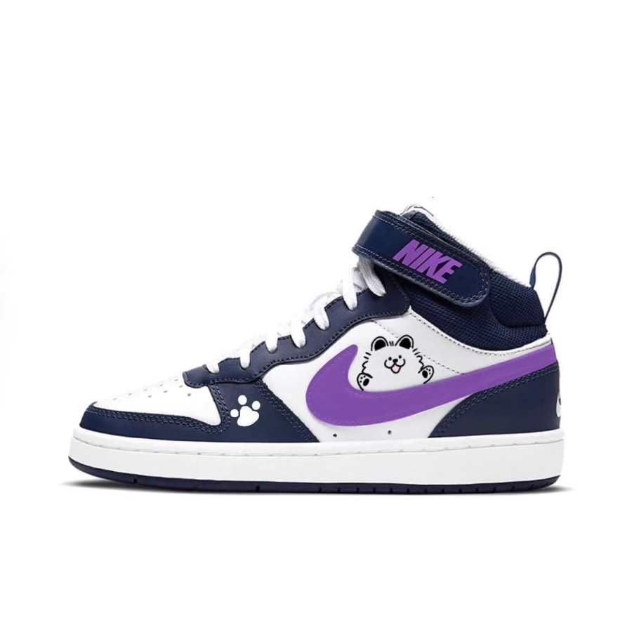 Nike Nike Court Borough Purple Wisteria Claw Synthetic Leather Slip Resistant Abrasion Resistant High top