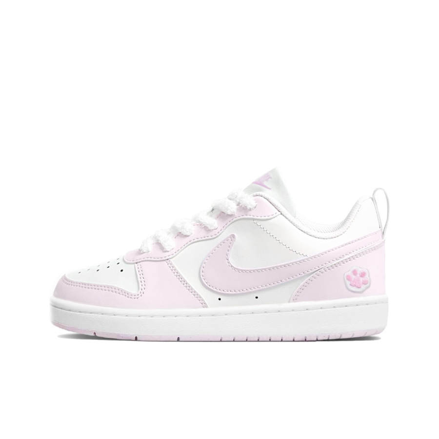 Nike Nike Court Borough Sweetheart Cat Paw Synthetic Leather Cushioning Abrasion Resistant Low top Kids' Skateboarding Shoes