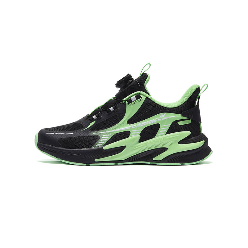 361°KIDS Synthetic Leather, Textile Low top Running Shoes Carbon Black/Nouveau Leaf Green Unisex