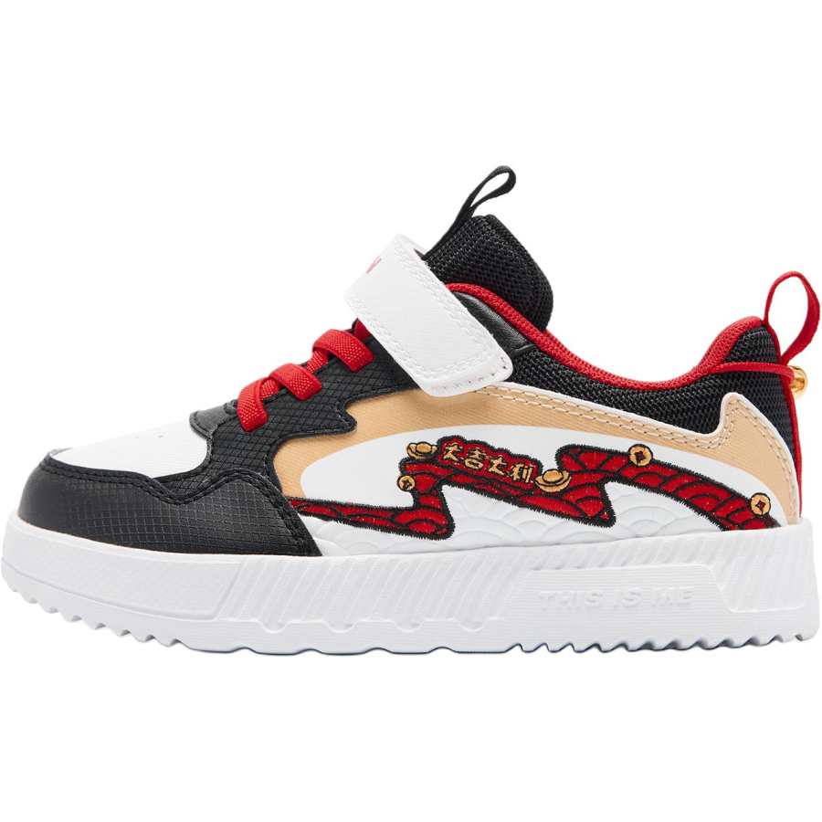 QIAODAN Slip Resistant Abrasion Resistant Slip Resistant Abrasion Resistant Low top Kids' Skateboarding Shoes Black Red