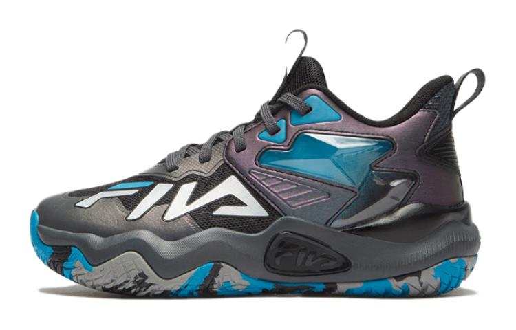 FILA KIDS Slip Resistant Abrasion Resistant Low top Children's Basketball Shoes Black Blue