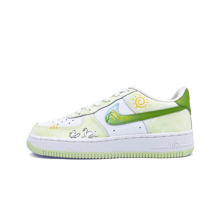 Nike Nike Air Force 1 Grass Beneath The Rice Fields Cow Leather Slip Resistant Cushioning Abrasion Resistant Low top