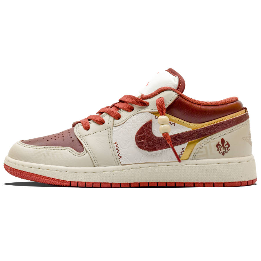 Jordan Jordan Air Jordan 1 Sun Island Manufacturing, Li Wan Xiang Abrasion Resistant Low top Children's Basketball Shoes Red