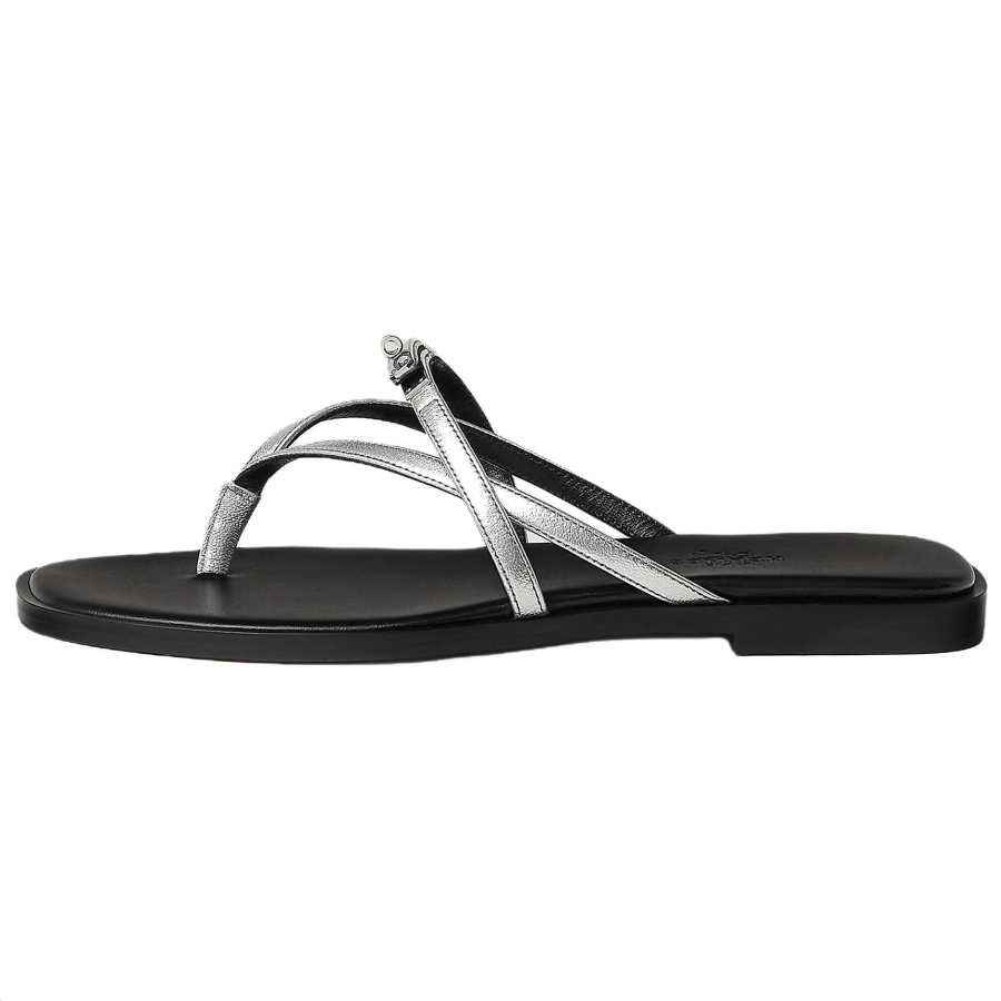 HERMES HERMES Flip Flops 0.6cm Women's Silver Gray