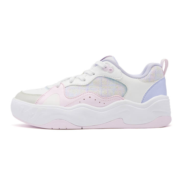 QIAODAN Synthetic Leather, Textile Slip Resistant Skateboard Shoes Jordan White/Pure Void Pink Unisex