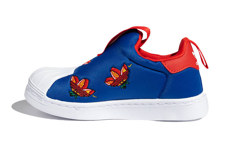 Adidas Originals SUPERSTAR 360 C Slip Resistant Low top Skateboard Shoes Blue Red White Children Aged 3 7 Years Old