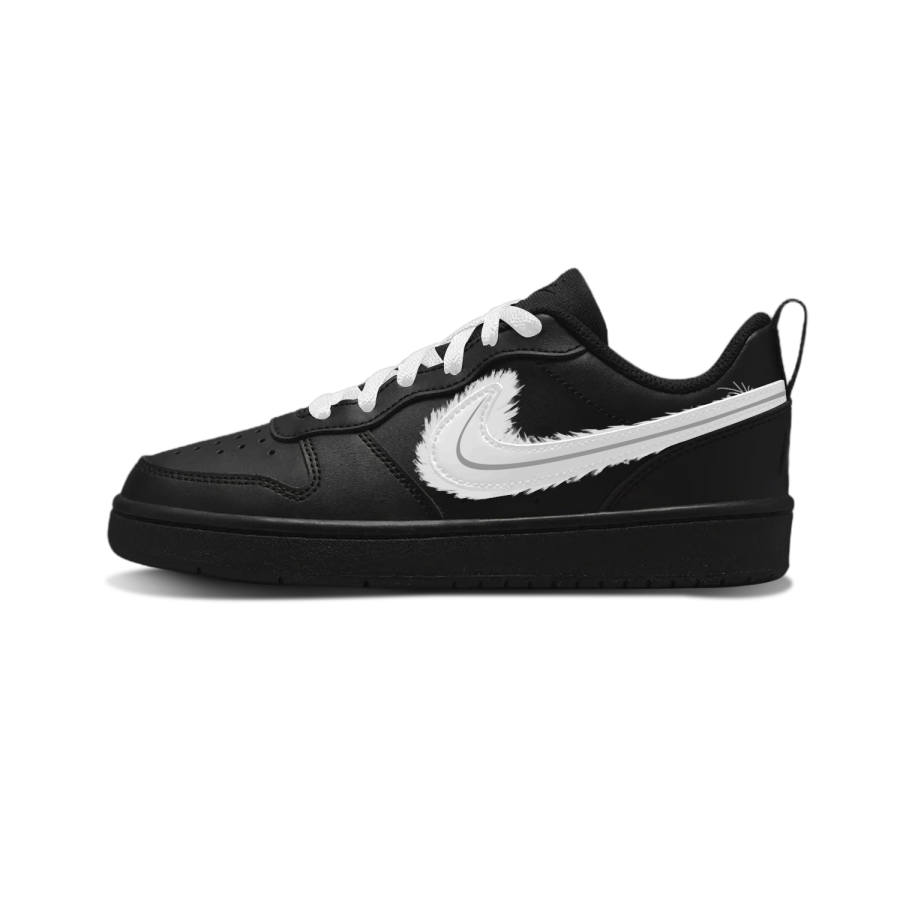Nike Nike Court Borough Feather Synthetic Leather Slip Resistant Abrasion Resistant Low top Skateboard Shoes Black Kids'