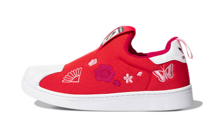 Adidas Originals Disney x Adidas Originals SUPERSTAR 360 Comfortable Abrasion Resistant Low top Kids' Skateboarding Shoes Red
