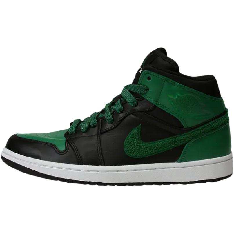 Jordan Jordan Air Jordan 1 Leather High top Basketball Shoes Black Green Unisex