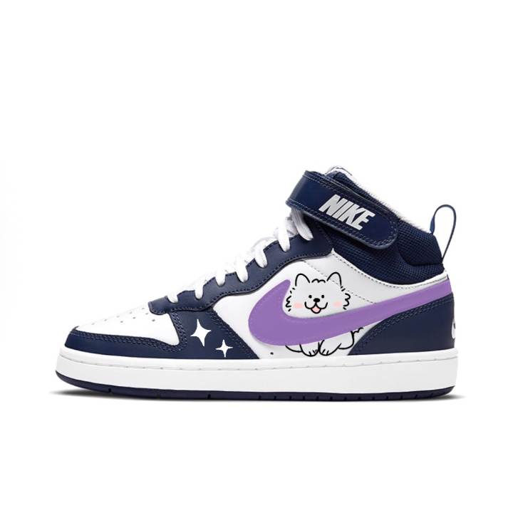 Nike Nike Court Borough Misty Rain Sam Synthetic Leather Mid top Skateboard Shoes Navy Blue Kids'