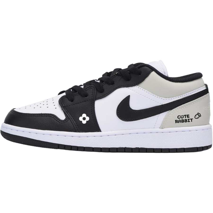 Jordan Jordan Air Jordan 1 Mud Gully Smog Leather Low top Children's Basketball Shoes White Teenagers