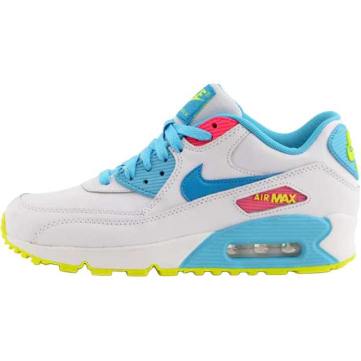 Nike Nike Air Max 90 Leather Abrasion Resistant Low top Casual Shoes White Blue Yellow Unisex