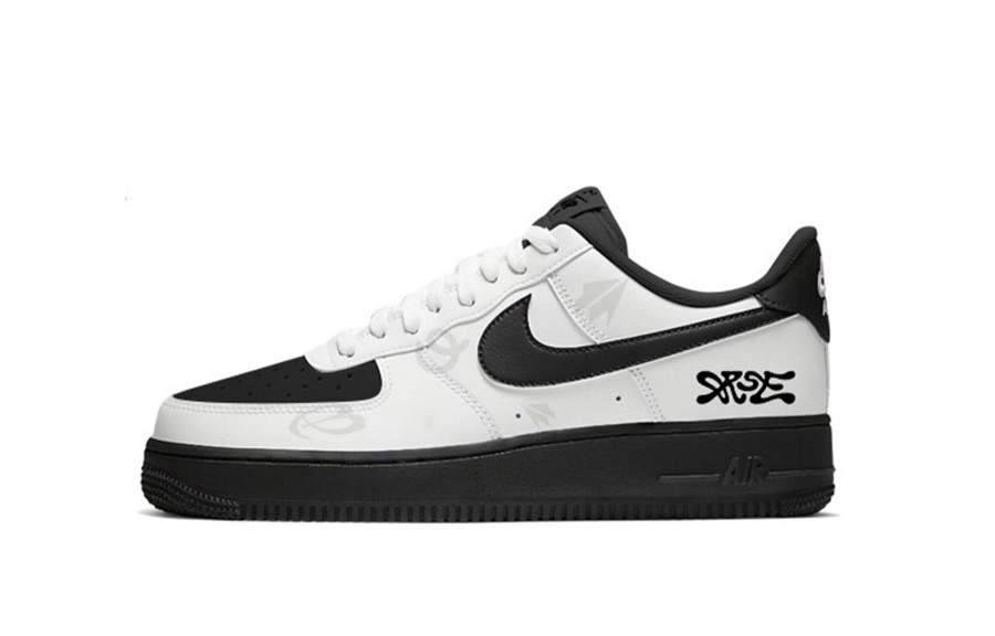 Nike Nike Air Force 1 City Imprint Slip Resistant Abrasion Resistant Low top Skateboard Shoes Black White Kids'
